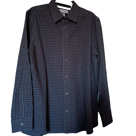 Calvin Klein Other - Calvin Klein Regular Fit Button Down Checkered Dress Shirt Black/Grey Size‎ Med